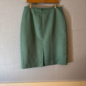 Jones Wear Green Pencil Skirt SZ 16 Emerald Green Diamond Star Geometric Design